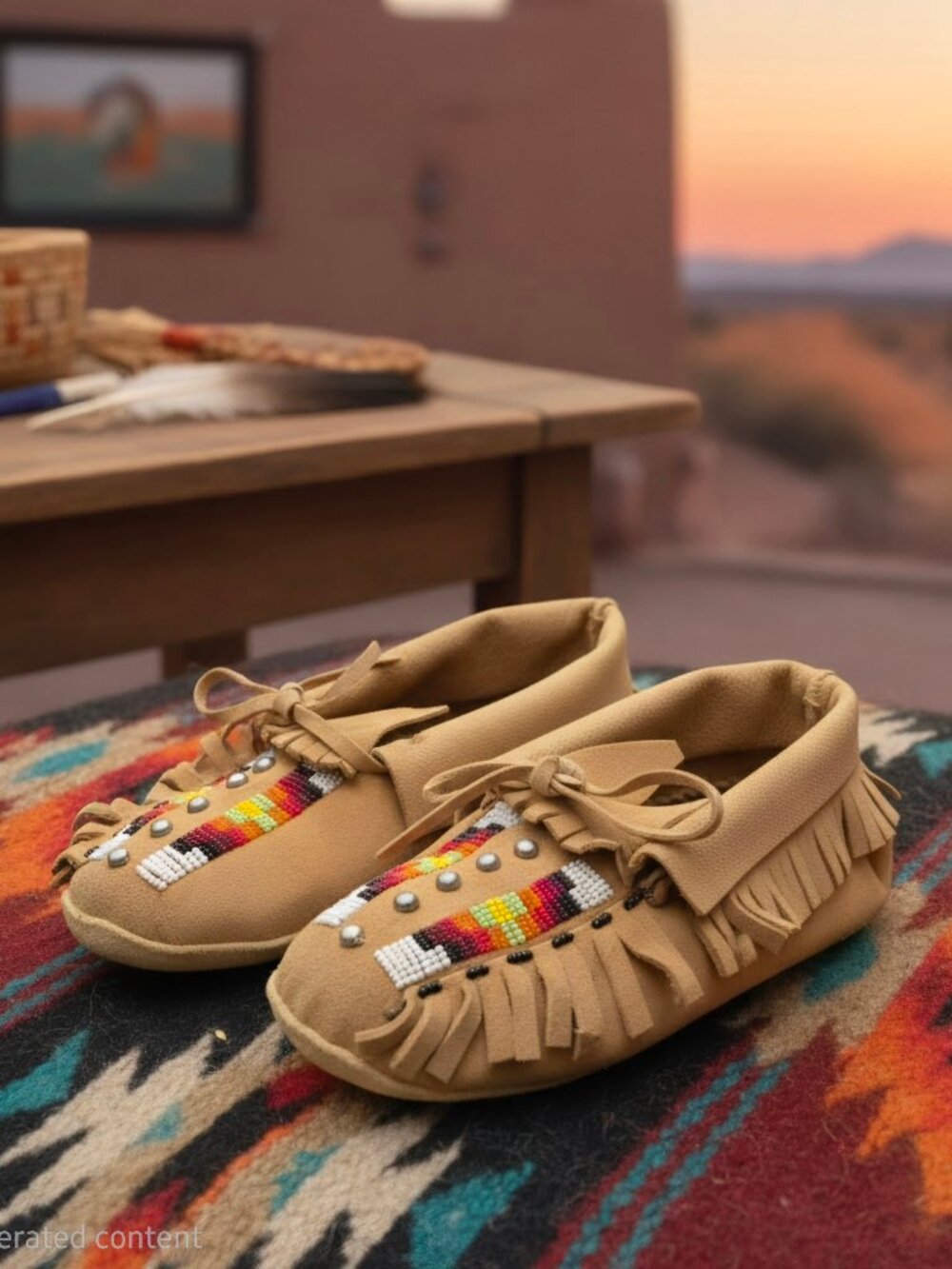 Vintage 1970's Native American Beaded Child's Moccasins